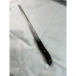 Ekco Arrowhead Vintage Stainless Steel 9" Blade‎ Wood Handle Serrated Knife